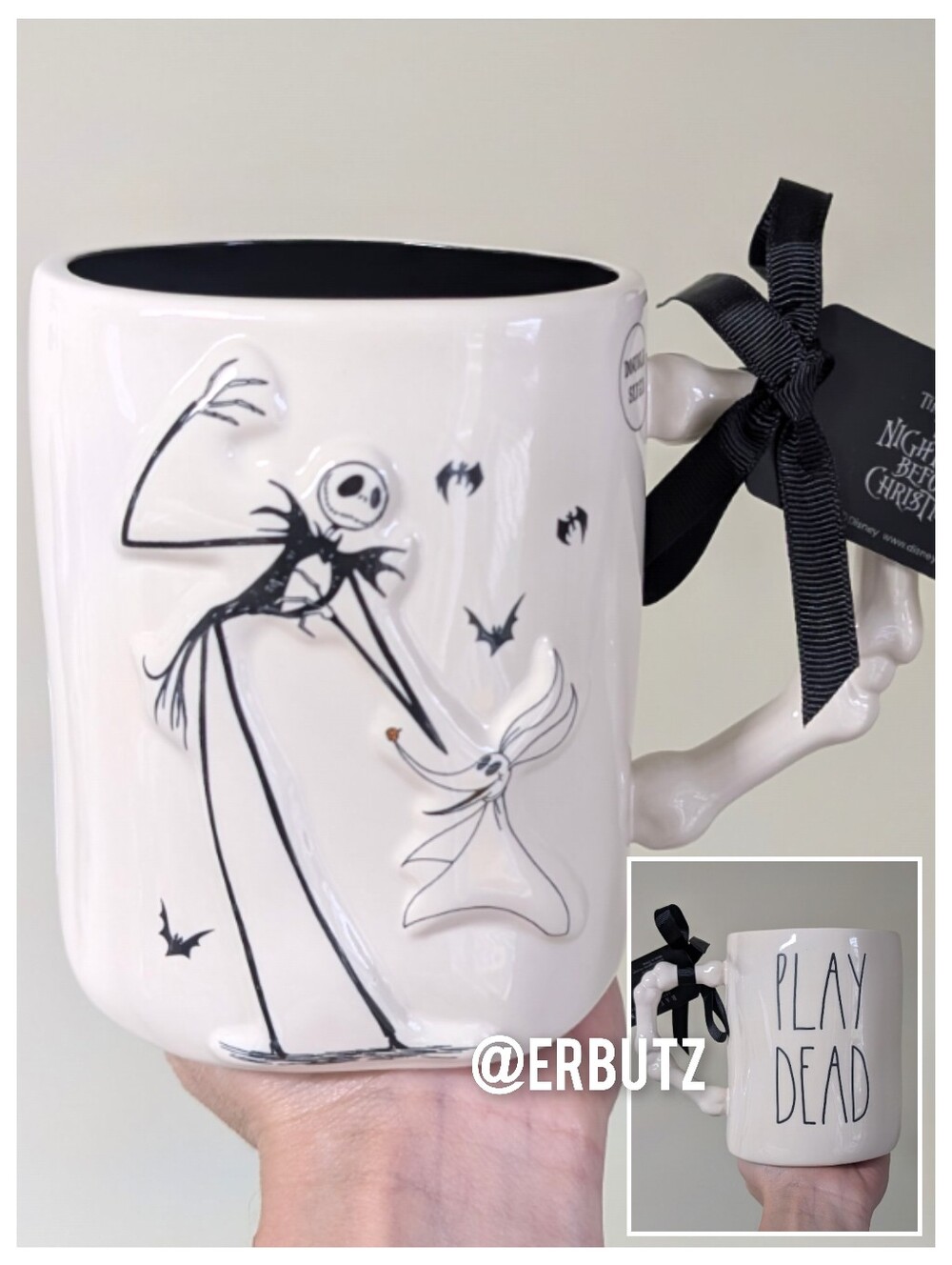 Rae Dunn x Disney The Nightmare Before Christmas PLAY DEAD Jack & Zero Mug 🐶☠️